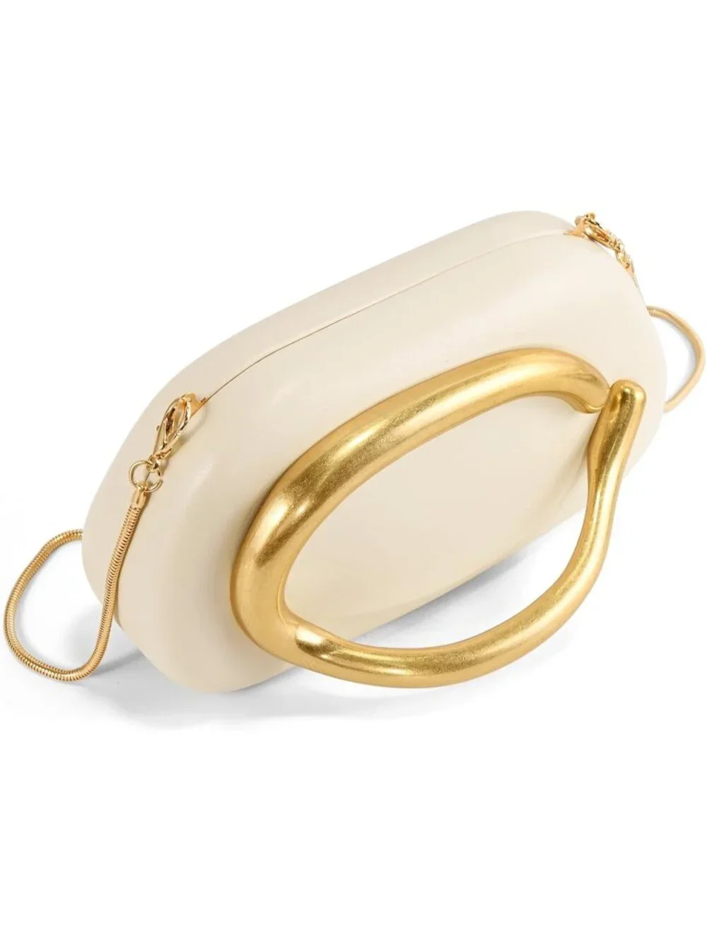 👜Women's Leather Nude Acrylic Clutch Gold Handle Evening Bag Party